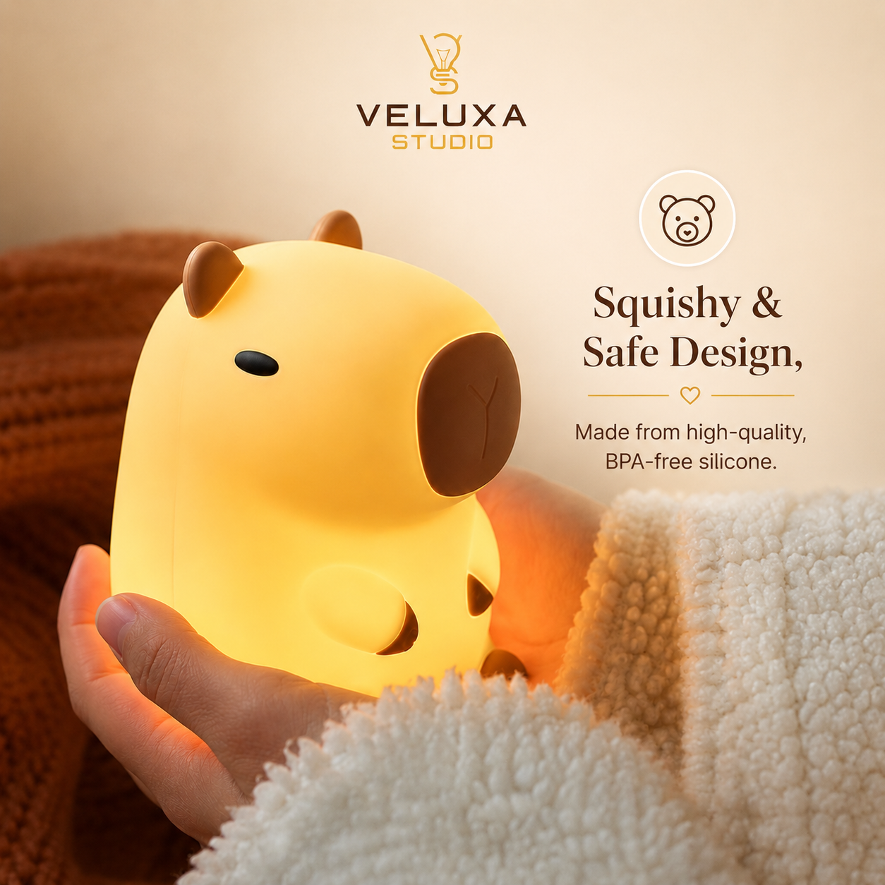 Capybara Floppie squishy night light for kids